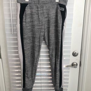 Victoria’s Secret PINK Gray Stripped Joggers Large